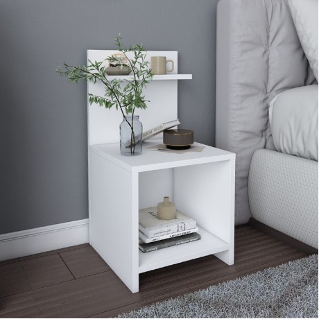 Ulman Megapap melamine nightstand in white color 35x37x72cm.