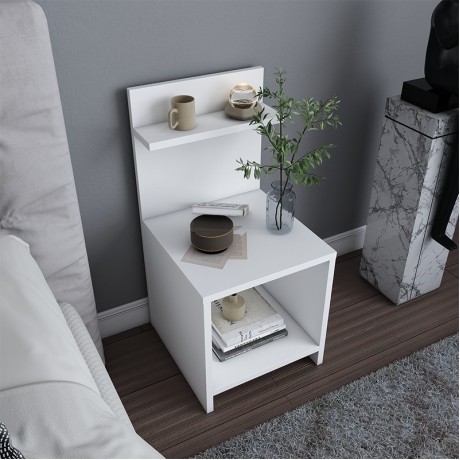 Ulman Megapap melamine nightstand in white color 35x37x72cm.