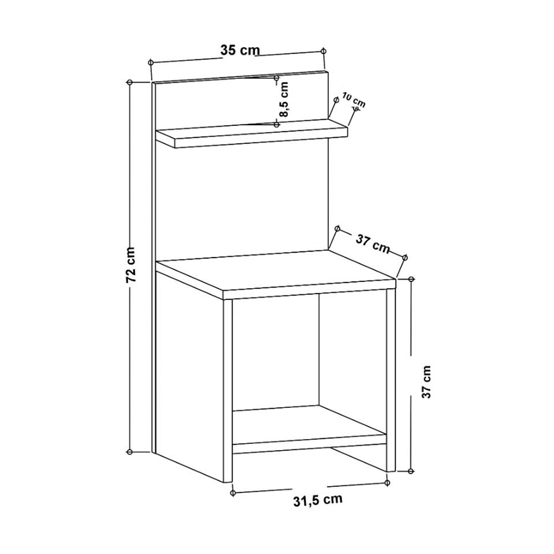 Κομοδίνο Ulman Megapap χρώμα λευκό 35x37x72εκ.