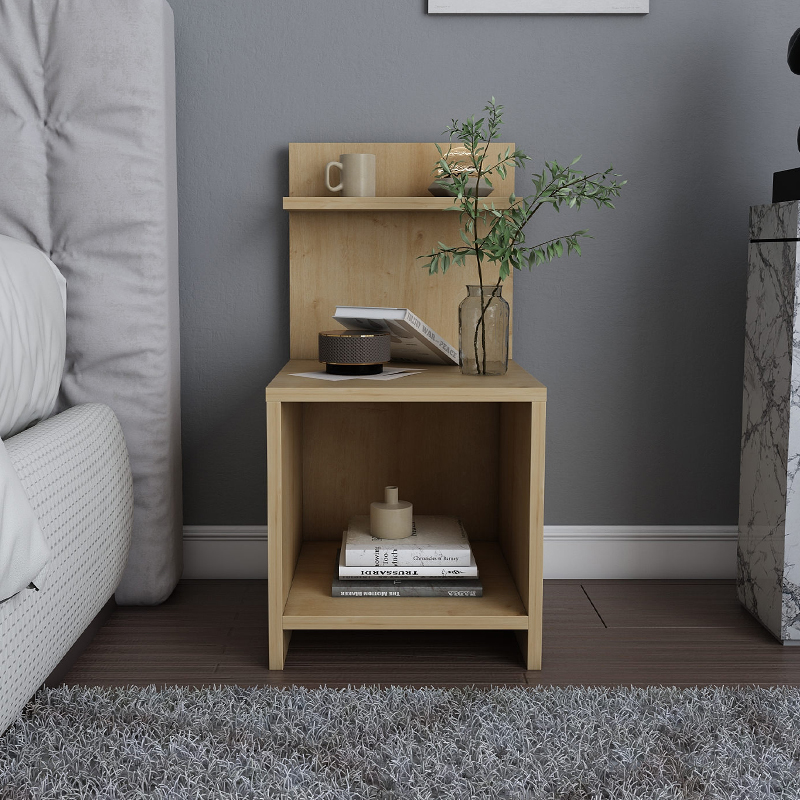 Ulman Megapap melamine nightstand in sapphire oak color 35x37x72cm.