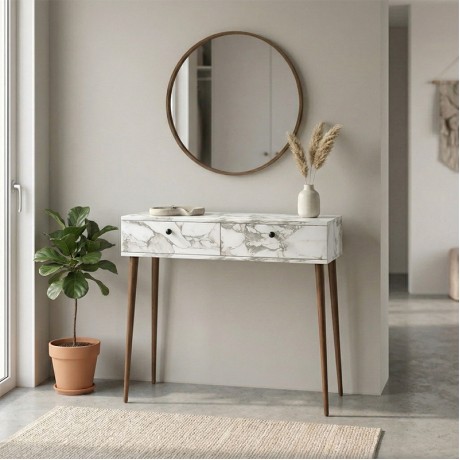 Alis Megapap melamine sideboard in white marble effect color 110x29x88cm.