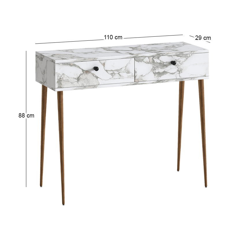 Alis Megapap melamine sideboard in white marble effect color 110x29x88cm.