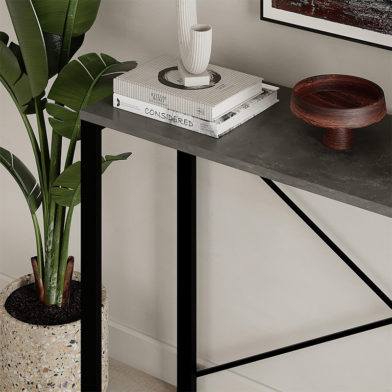 Archie Megapap melamine concole in grey retro - black color 110x35x75cm.