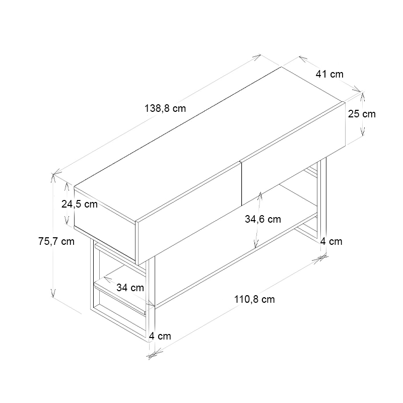 Κονσόλα Aron Megapap χρώμα atlantic pine 138,8x41x75,7εκ.
