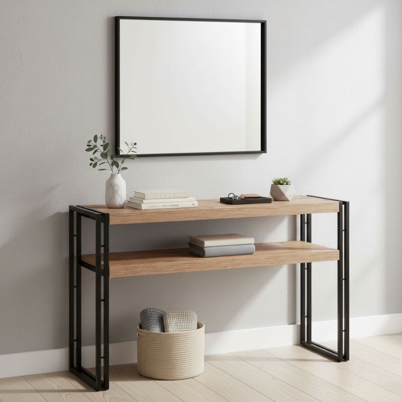 Console Atlas Megapap metal - melamine color atlantic pine 140x35x80cm.