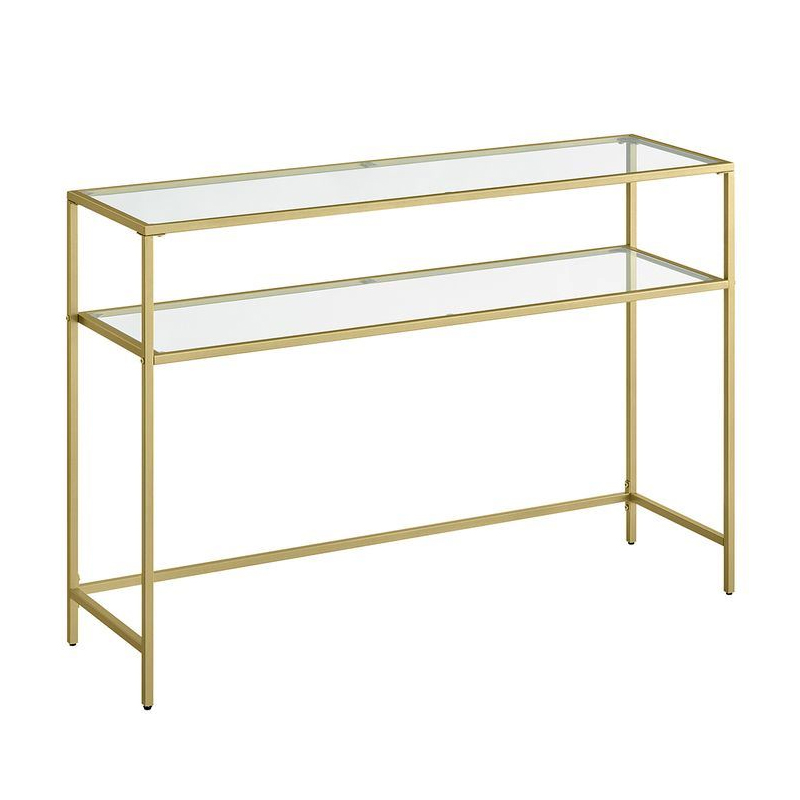 Elio Megapap metal - tempered glass console in gold color 90x30x80cm.