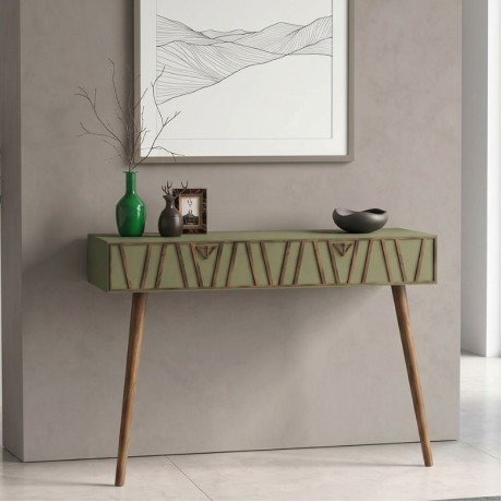 Κονσόλα επιτοίχια Forest Megapap χρώμα λαδί - καρυδί 120x35x89,3εκ.