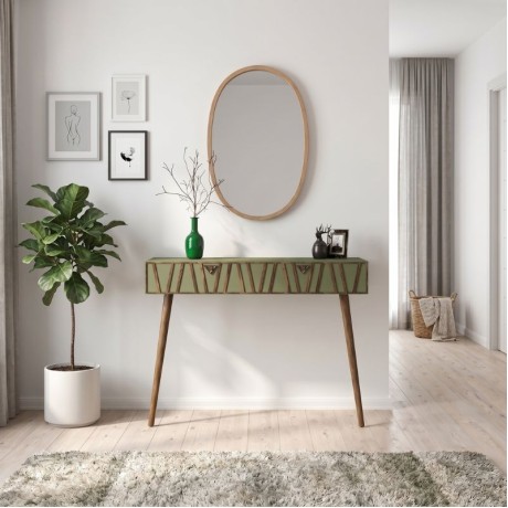 Κονσόλα επιτοίχια Forest Megapap χρώμα λαδί - καρυδί 120x35x89,3εκ.