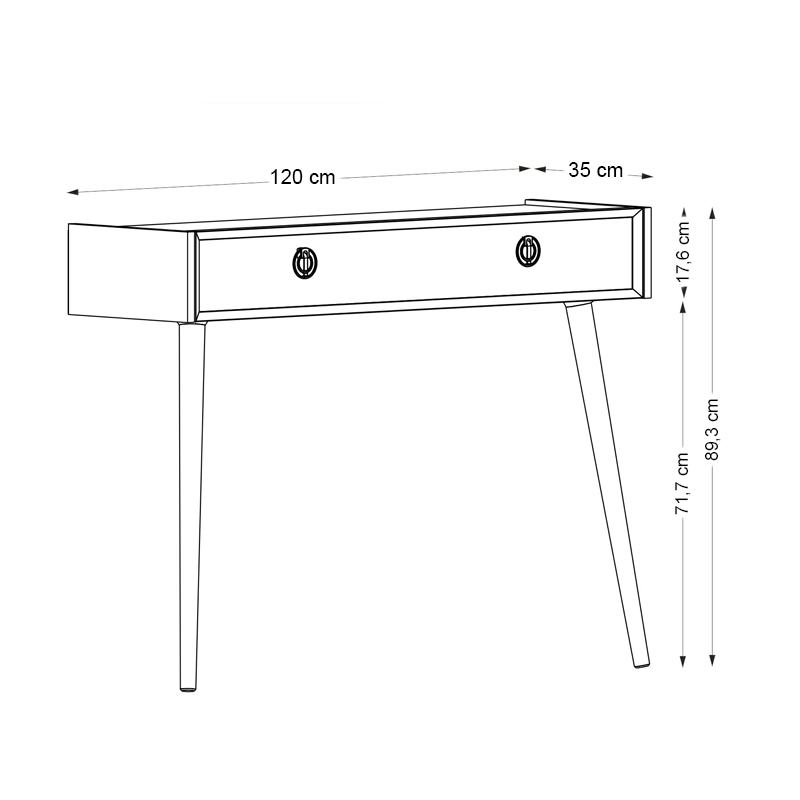 Nadya Megapap melamine wall console in white - walnut color 120x35x89,3cm.