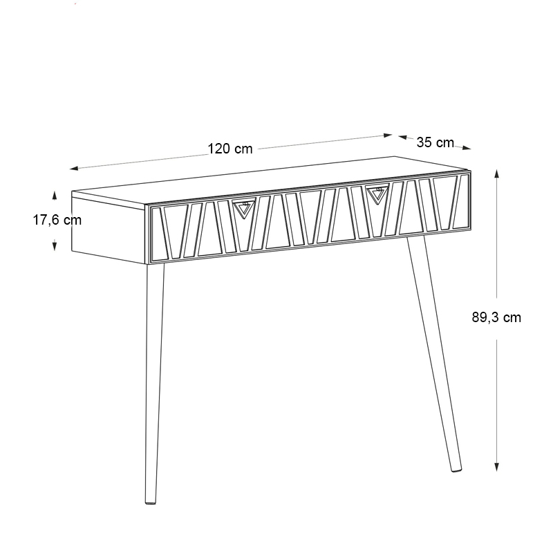 Ursula Megapap melamine wall console in walnut color 120x35,5x90cm.