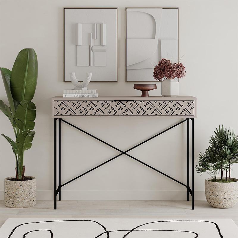 Heaton Megapap metal-melamine console in light mocha color 110x35,6x90cm.
