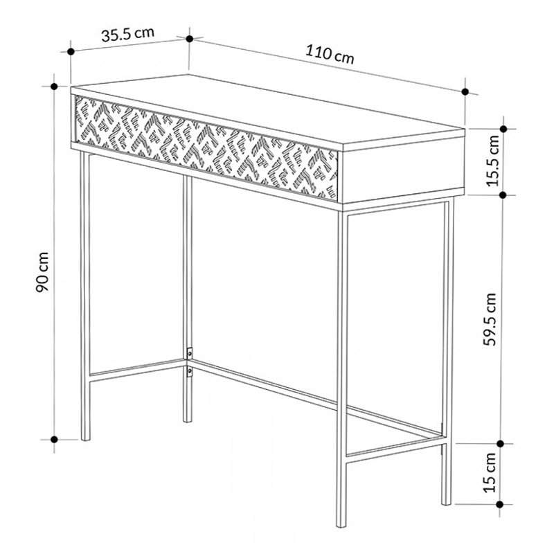 Heaton Megapap metal-melamine console in light mocha color 110x35,6x90cm.