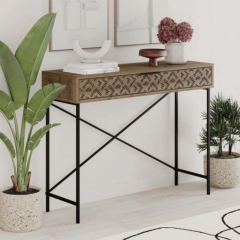 Giovanni Megapap metal-melamine console in brown color 110x35,6x90cm.