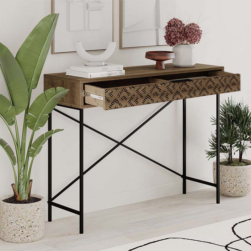 Giovanni Megapap metal-melamine console in brown color 110x35,6x90cm.