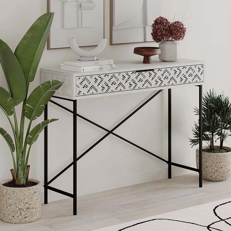 Giovanni Megapap metal-melamine console in ancient white color 110x35,6x90cm.