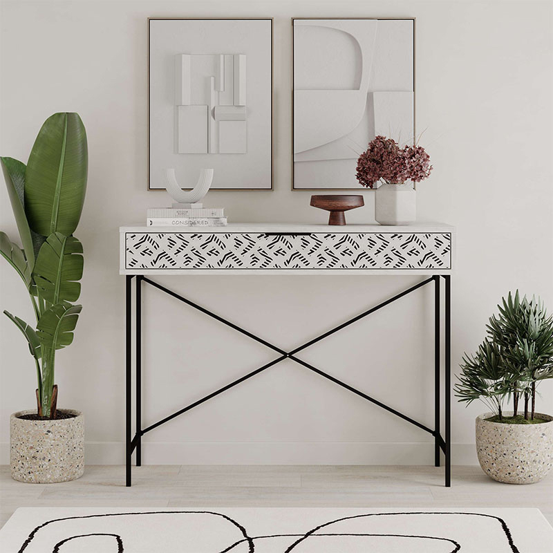 Giovanni Megapap metal-melamine console in ancient white color 110x35,6x90cm.