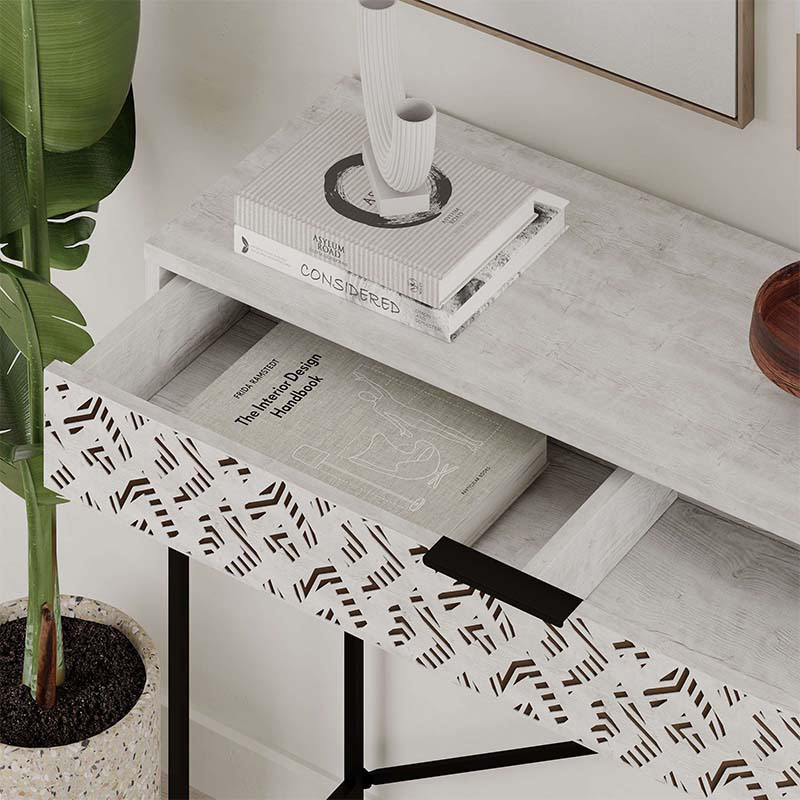 Giovanni Megapap metal-melamine console in ancient white color 110x35,6x90cm.