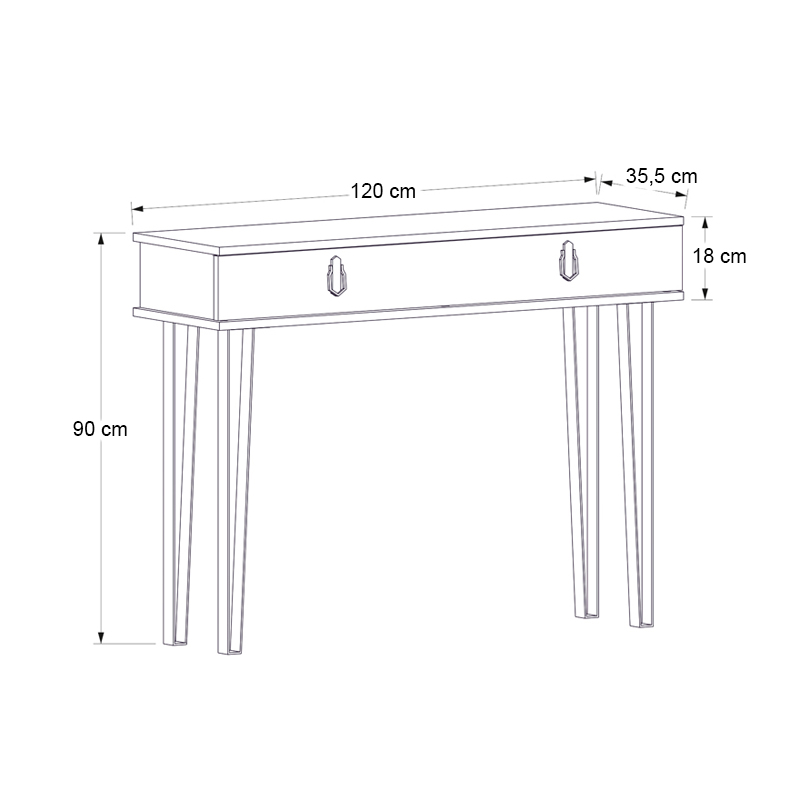 Helsinki Megapap melamine console in walnut color 120x35,5x90cm.