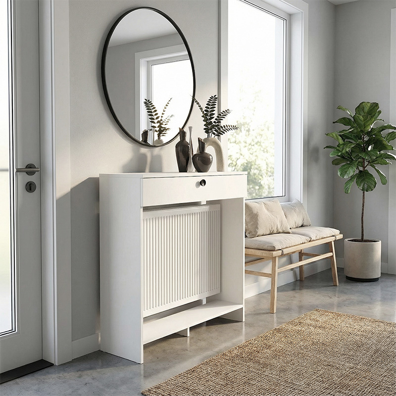 Opelya Megapap melamine dresser - Radiator cover color white 90x31.4x100cm.