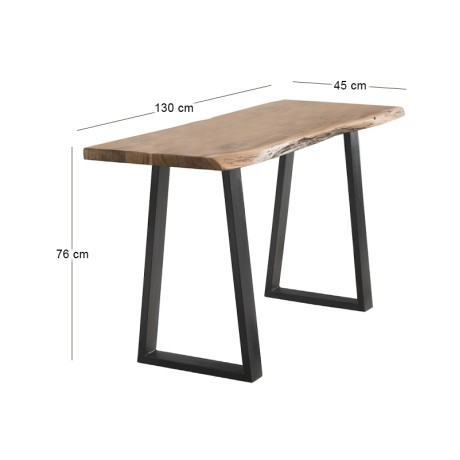 LIZARD Slim Console 130x45xH76 Acacia Natural Finish (Black Paint)