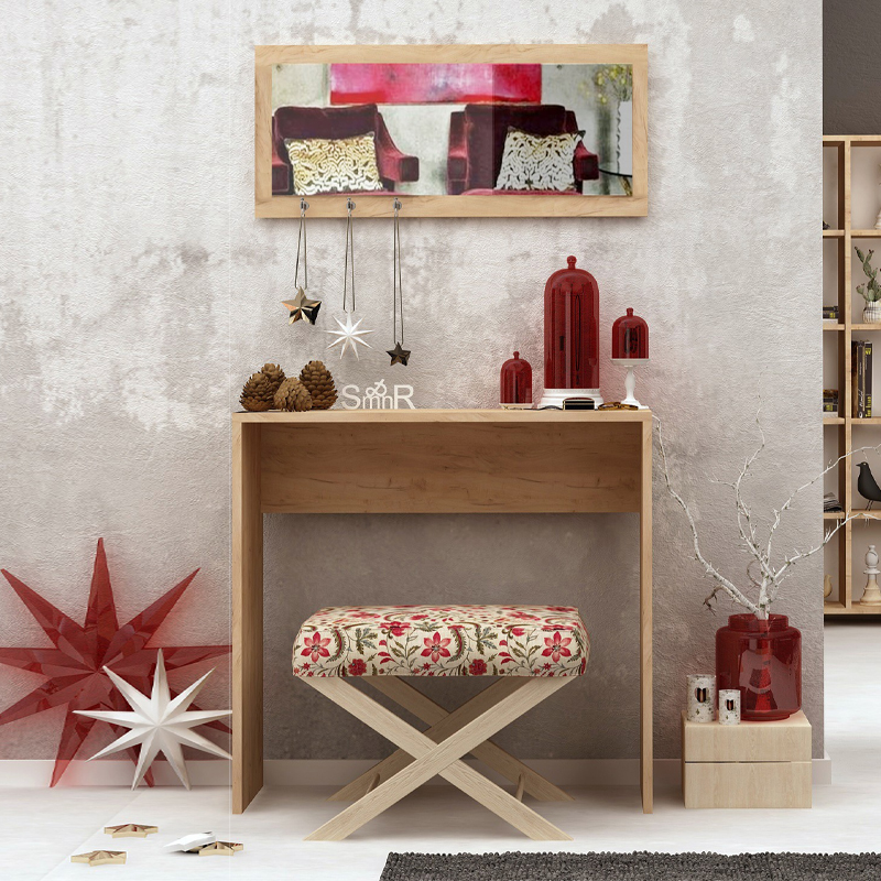 Cosenza Megapap melamine sideboard with mirror in oak color 80x30x82cm.