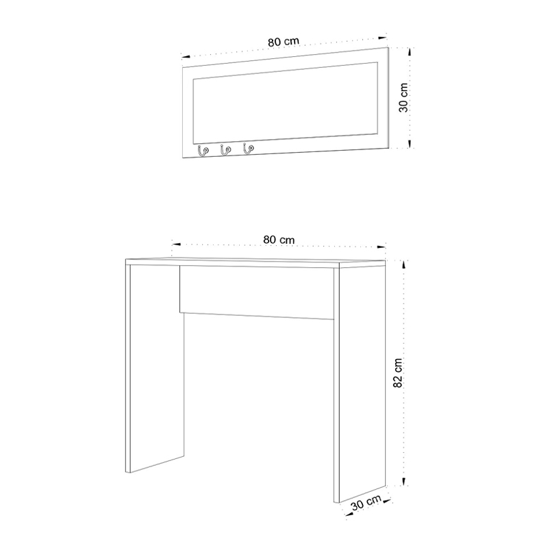 Cosenza Megapap melamine sideboard with mirror in oak color 80x30x82cm.
