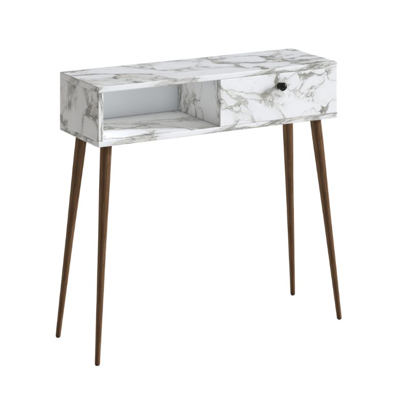 Napoli Megapap melamine sideboard in white marble effect color 90x29x88cm.
