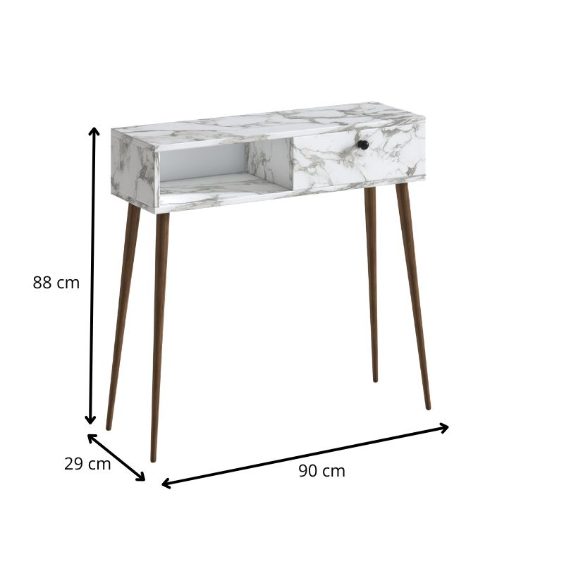 Napoli Megapap melamine sideboard in white marble effect color 90x29x88cm.