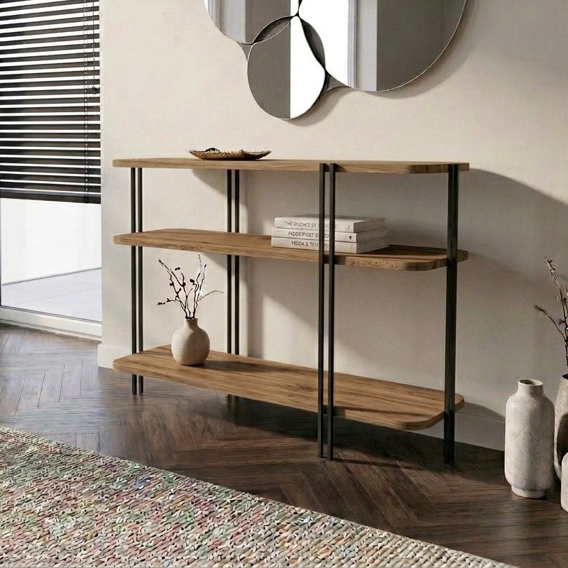 Notus Megapap melamine - metal console in walnut Ud color 92x34.5x75cm.