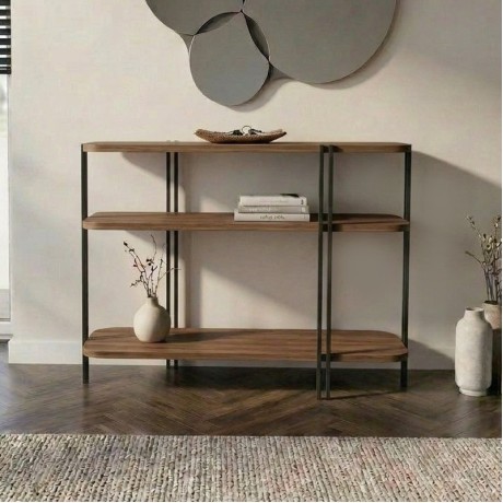 Notus Megapap melamine - metal console in walnut Ud color 92x34.5x75cm.