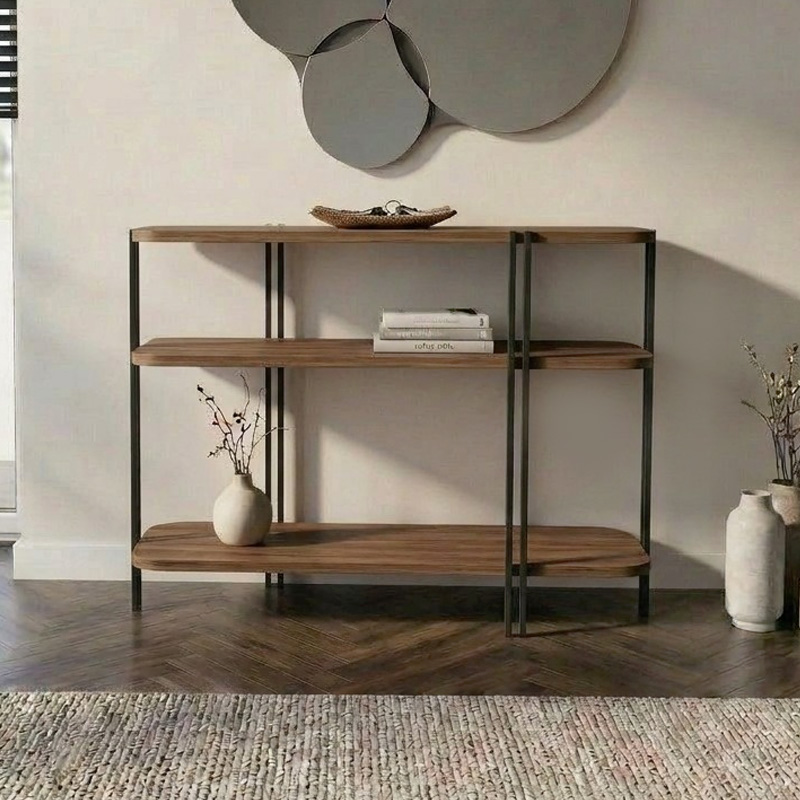 Notus Megapap melamine - metal console in walnut Ud color 92x34.5x75cm.