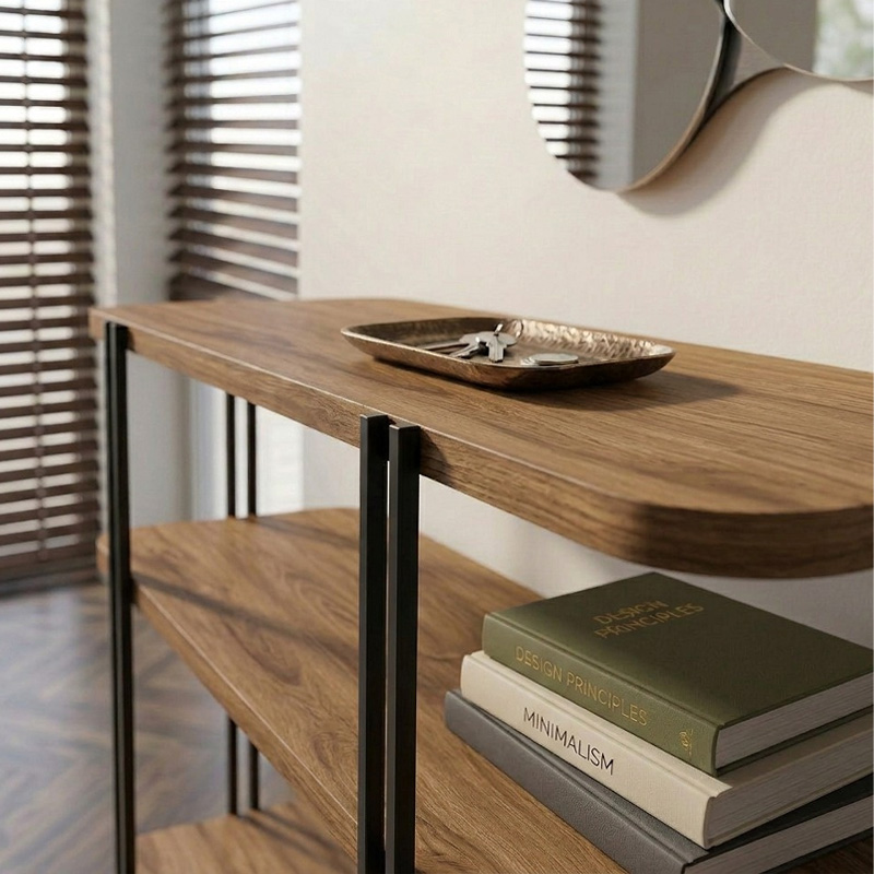 Notus Megapap melamine - metal console in walnut Ud color 92x34.5x75cm.