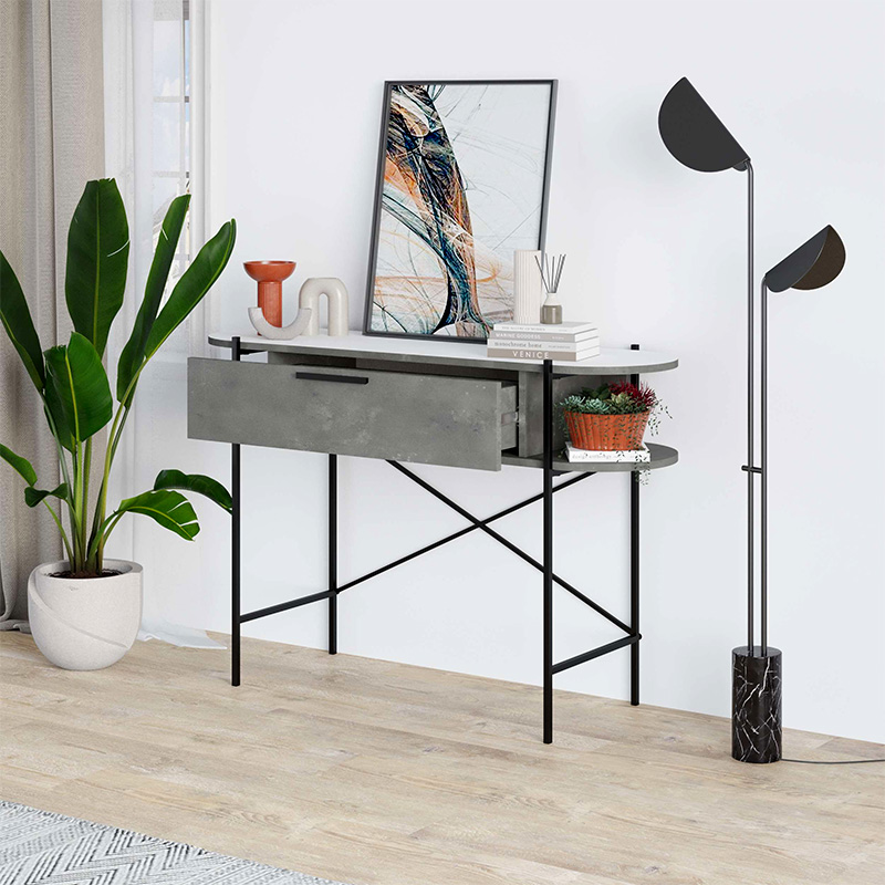 Otis Megapap melamine console inretro grey - white color 130x38x86,2cm.
