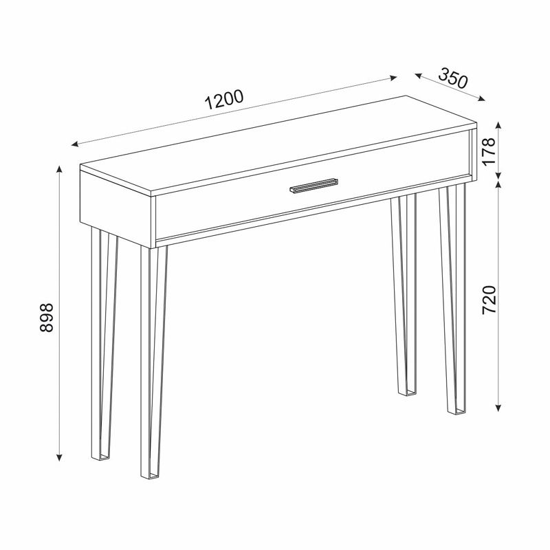 Rochel Megapap melamine console in atlantic pine color 120x35x89,8cm.