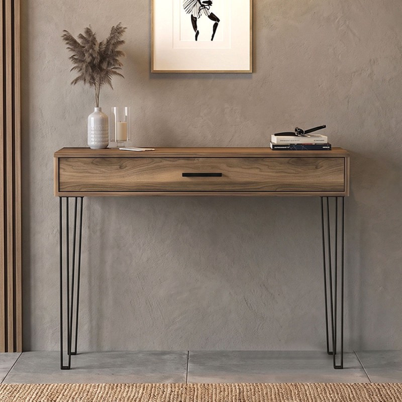 Rochel Megapap melamine console in walnut color 120x35x89,8cm.