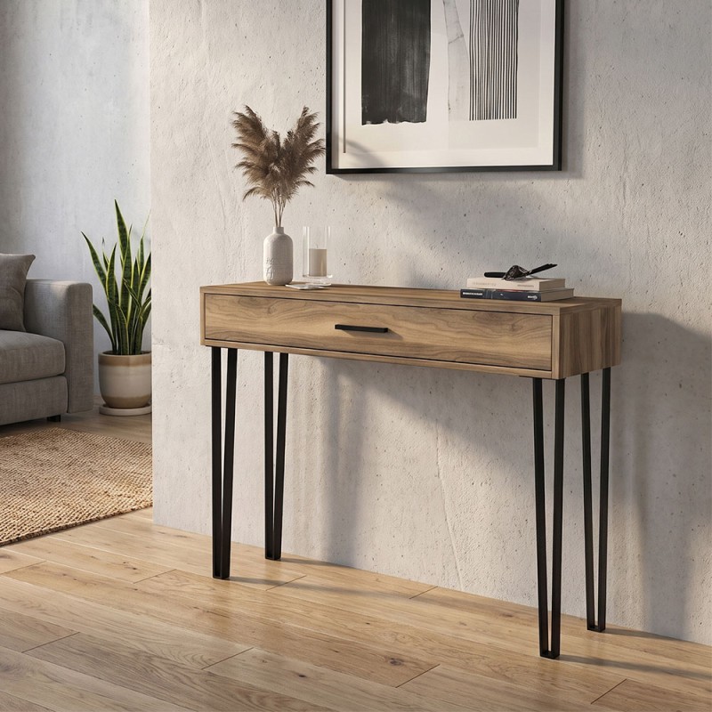 Rochel Megapap melamine console in walnut color 120x35x89,8cm.