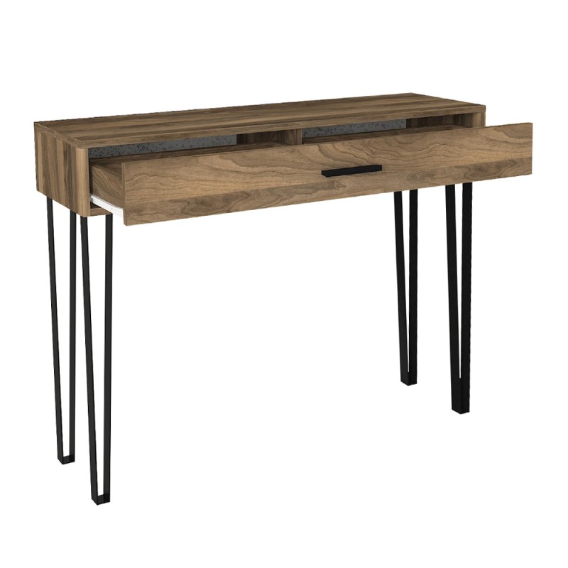 Rochel Megapap melamine console in walnut color 120x35x89,8cm.