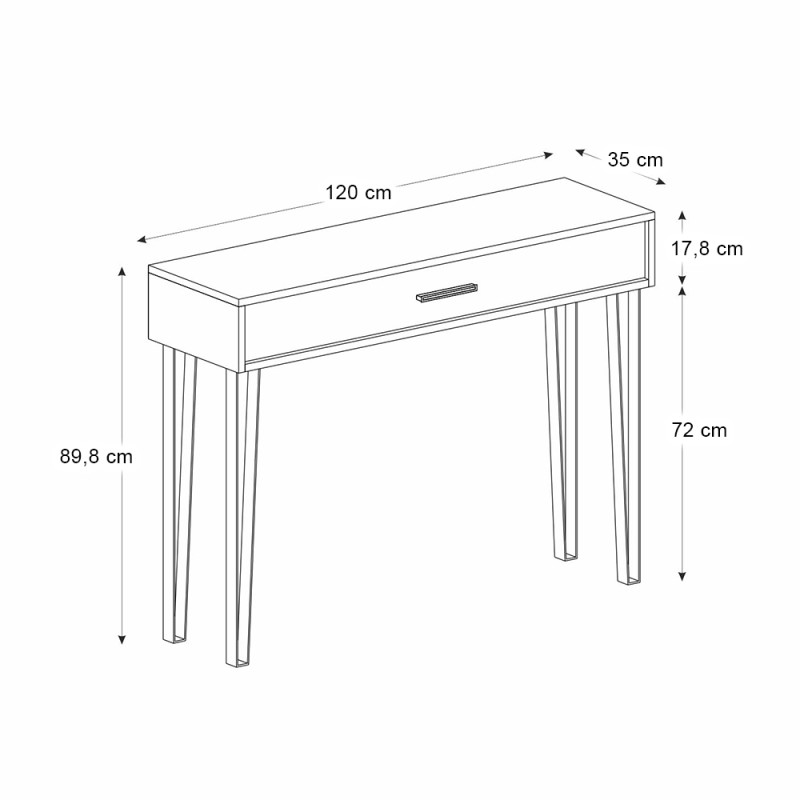 Rochel Megapap melamine console in walnut color 120x35x89,8cm.