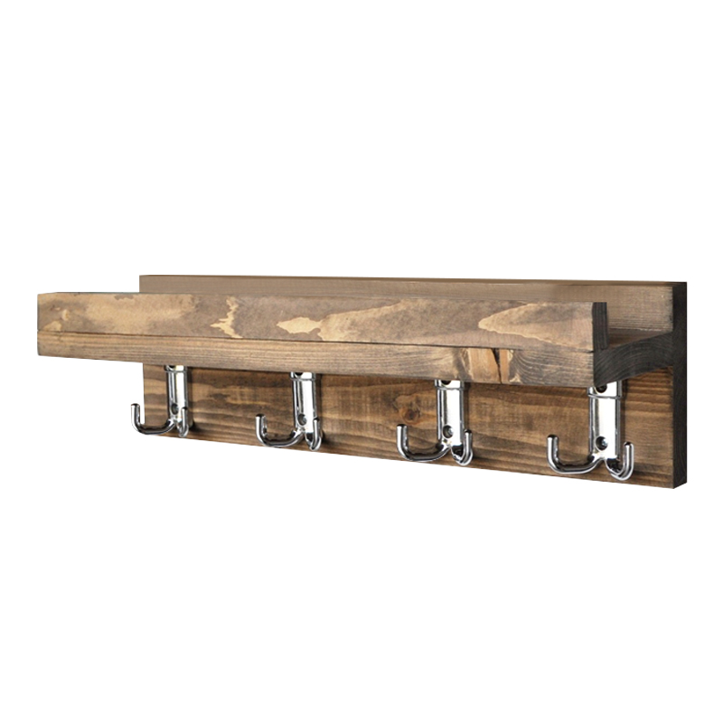 Aos Megapap wooden wall hanger in walnut color 40x11x11cm.