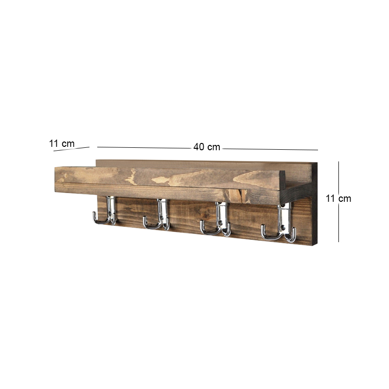 Aos Megapap wooden wall hanger in walnut color 40x11x11cm.