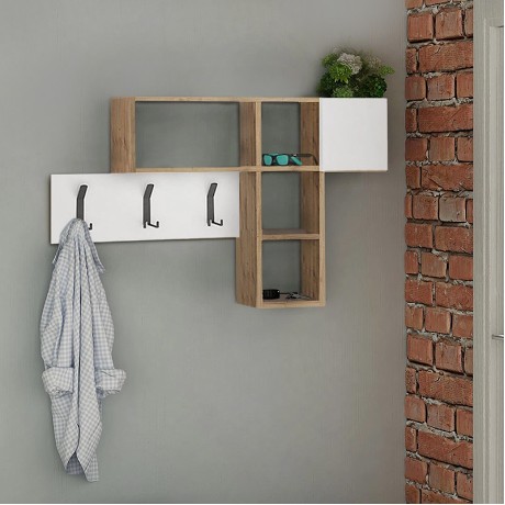 Κρεμάστρα τοίχου Game Megapap χρώμα sapphire oak - λευκό 99,5x15x61εκ.