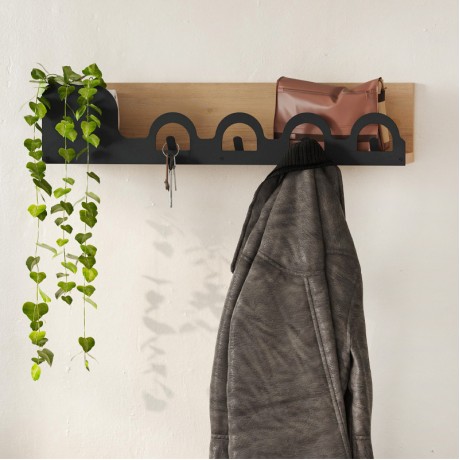 Liora Megapap wall hanger made of metal - melamine color sapphire oak 63x14x14cm.