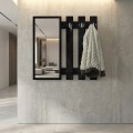 Folin Megapap melamine wall coat hanger with mirror in sencron black color 90x4x90cm.