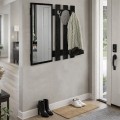 Folin Megapap melamine wall coat hanger with mirror in sencron black color 90x4x90cm.