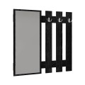 Folin Megapap melamine wall coat hanger with mirror in sencron black color 90x4x90cm.