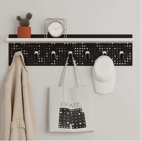 Wall hanger Popy Megapap made of metal - melamine color white - black 80x15.2x20.3cm.