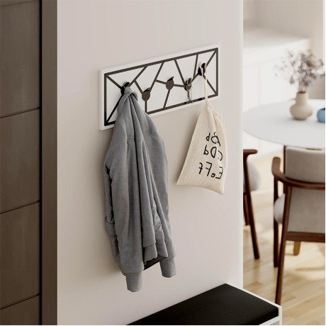 Trace Megapap wall hanger made of metal - melamine color white 74,6x1.8x26,6cm.