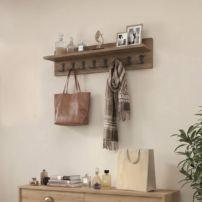 Kery Megapap melamine wall hanger in walnut color 100x12x20cm.