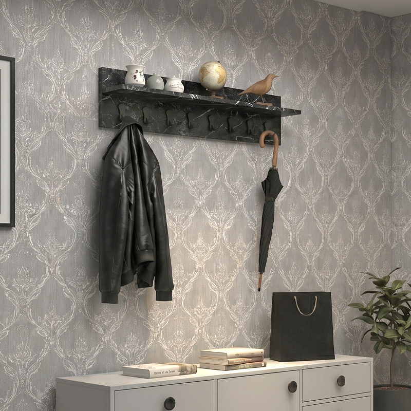 Kery Megapap melamine wall hanger in black marble color 100x12x20cm.