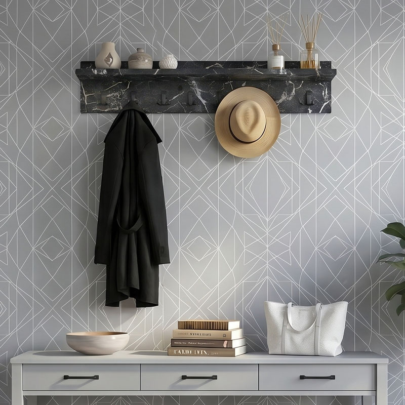 Kery Megapap melamine wall hanger in black marble color 100x12x20cm.